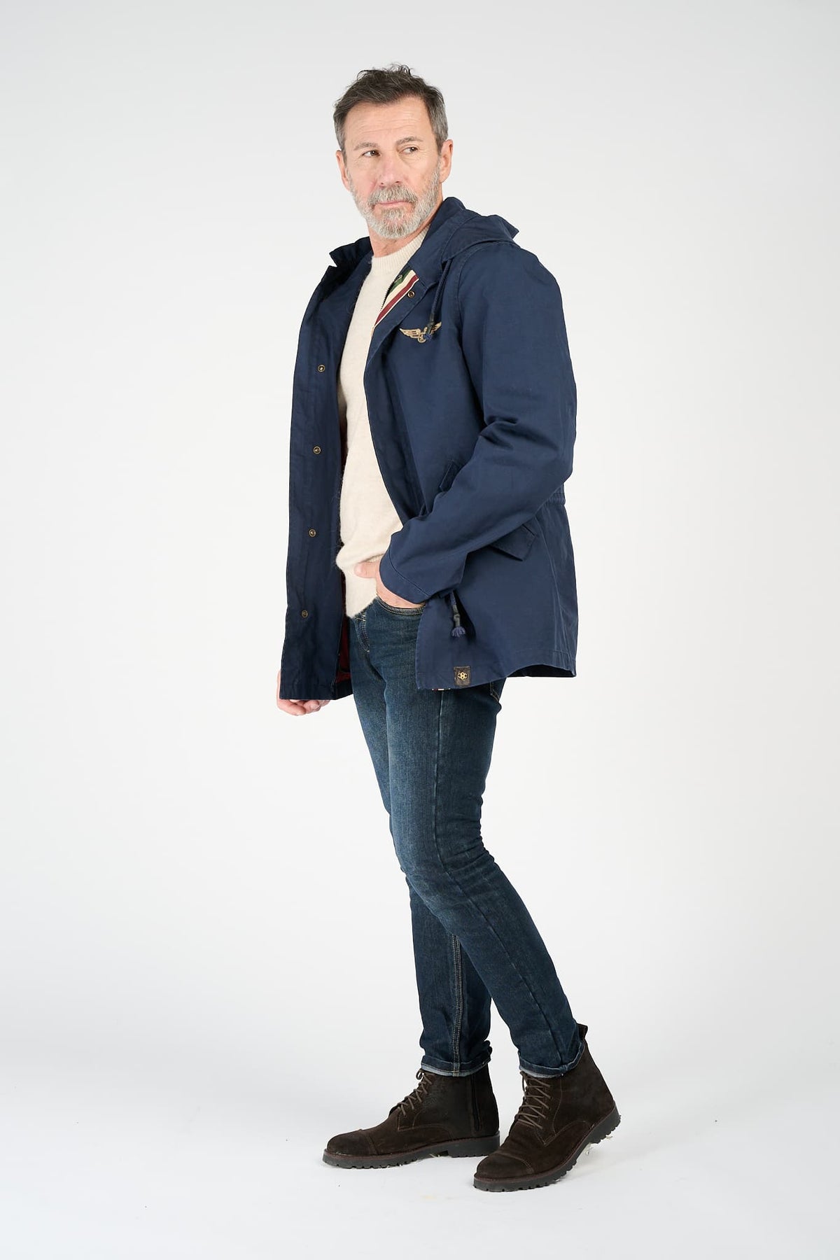 Men’s Long Blue Parka uomo Barone firenze - 7