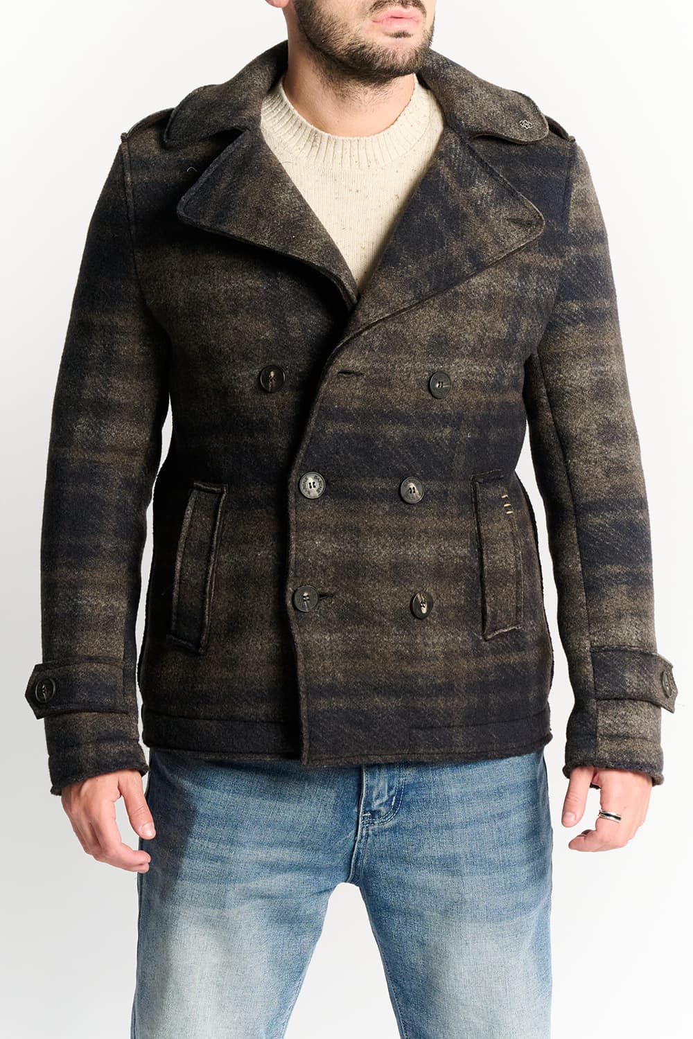 Men's Mixed Wool Double Breasted Coat