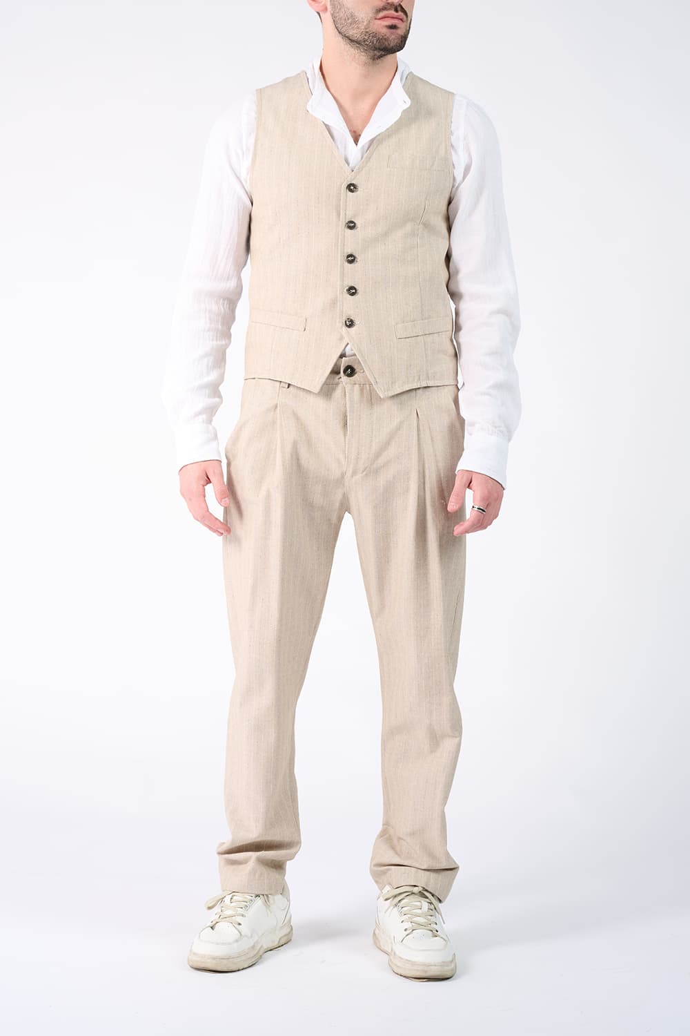 Men's Pinstripe Vest uomo Barone firenze - 5