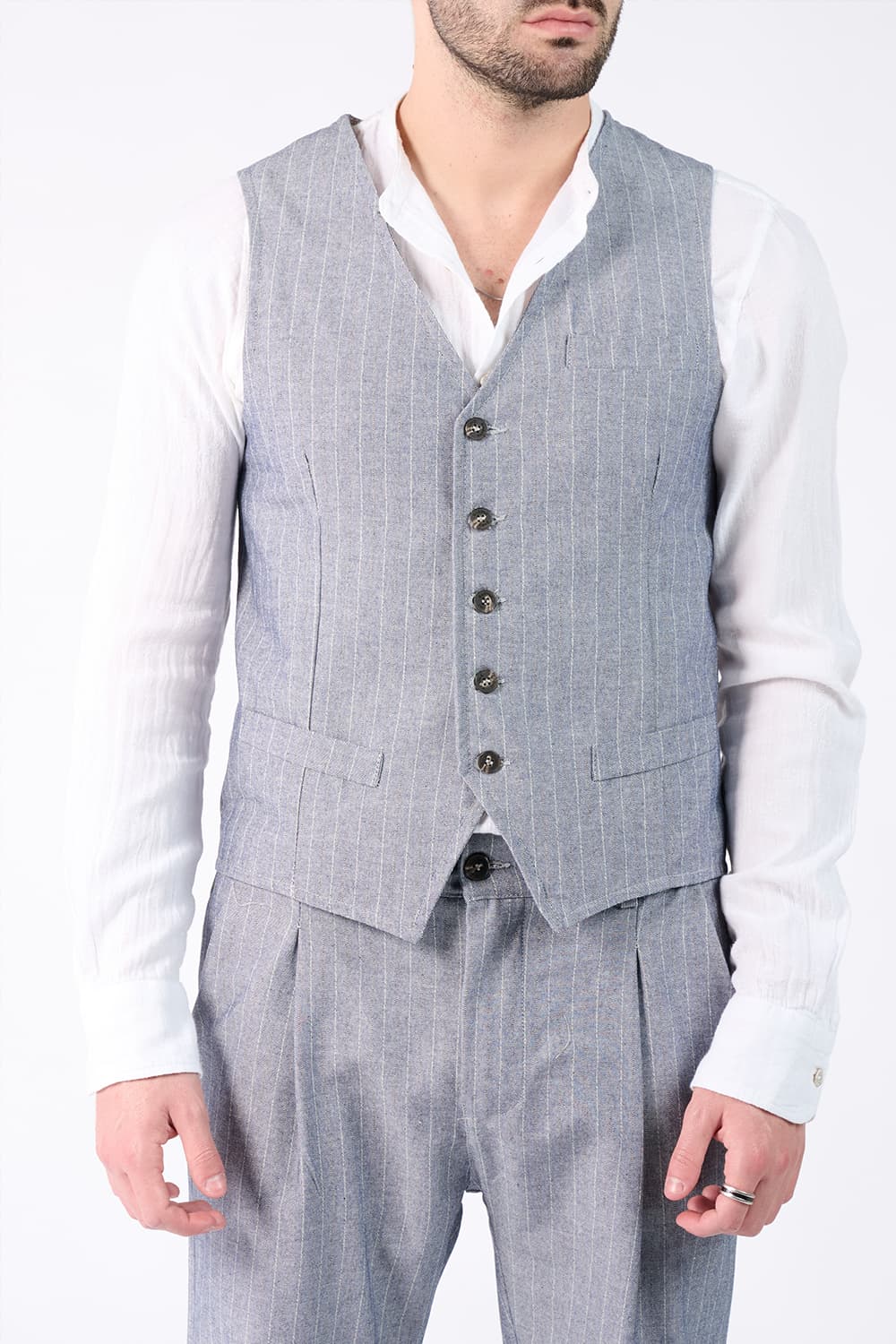 Men's Pinstripe Vest uomo Barone firenze - 1