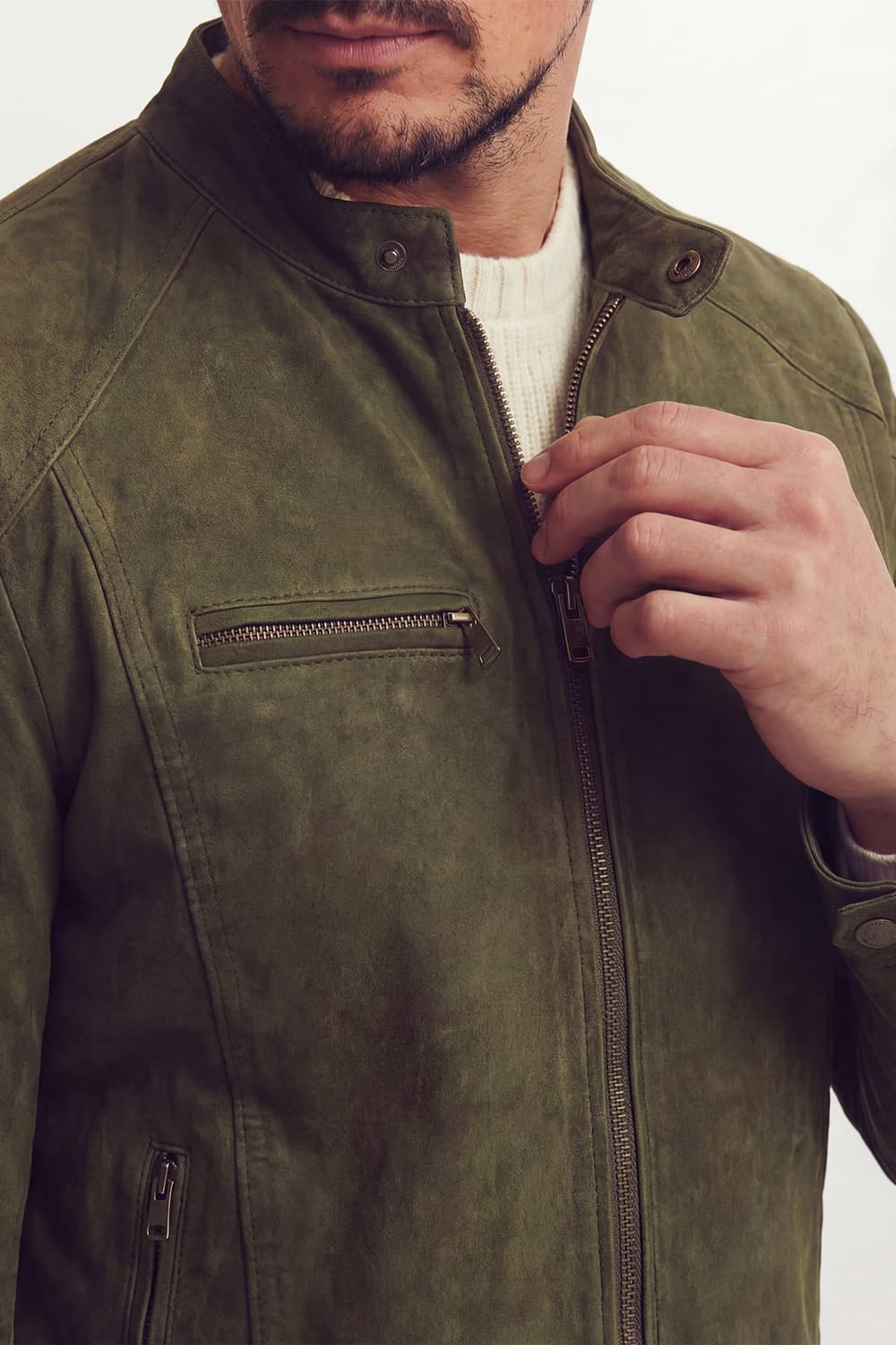 Elton Oleato Verde Giacca Uomo in vera pelle 100% Made in Italy - Barone Firenze