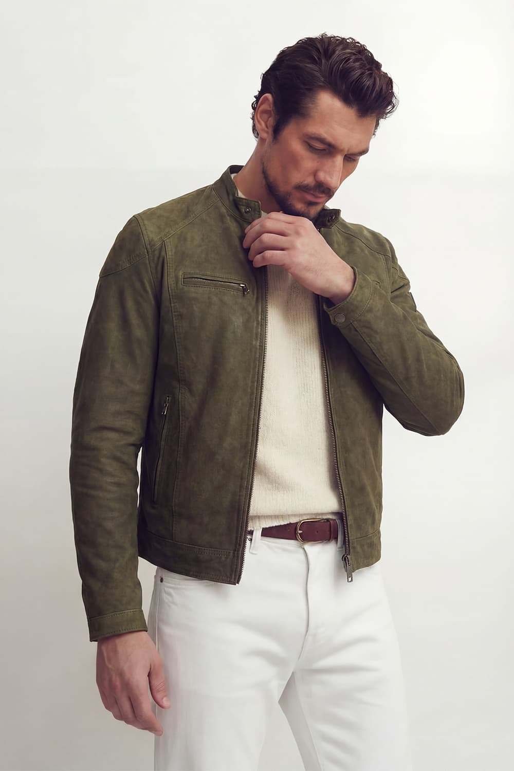 Elton Oleato Verde Giacca Uomo in vera pelle 100% Made in Italy - Barone Firenze