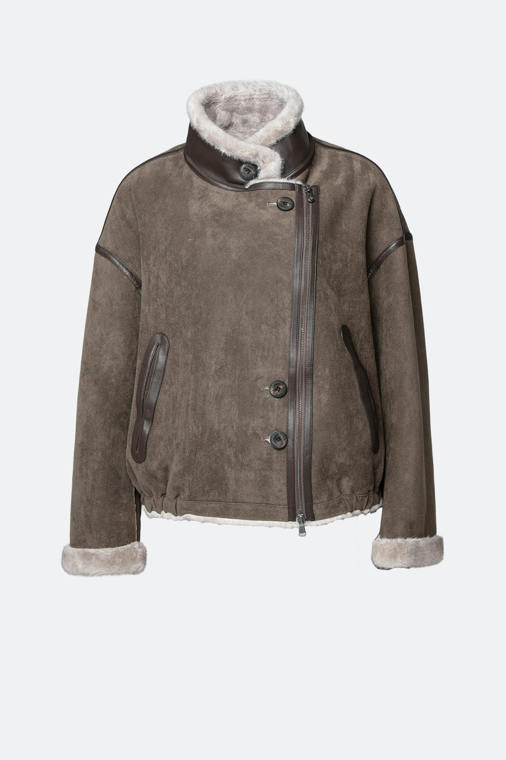 Viktoria Shearling Style Verde/Grigio woman Barone firenze - 2