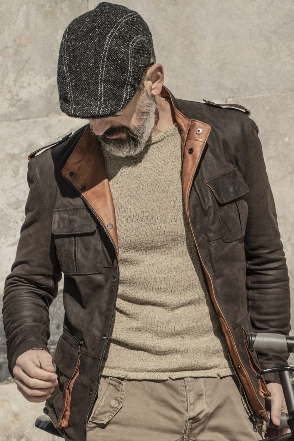 Francesco Oleato Sahariana Testa di Moro giacca uomo 100% vera pelle Made in Italy - Barone Firenze