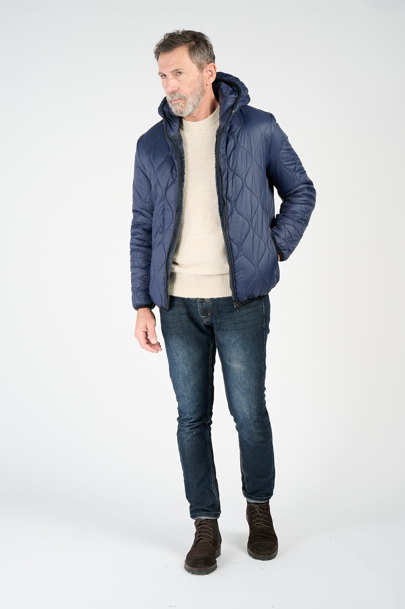 Men’s Long Blue Parka uomo Barone firenze - 11