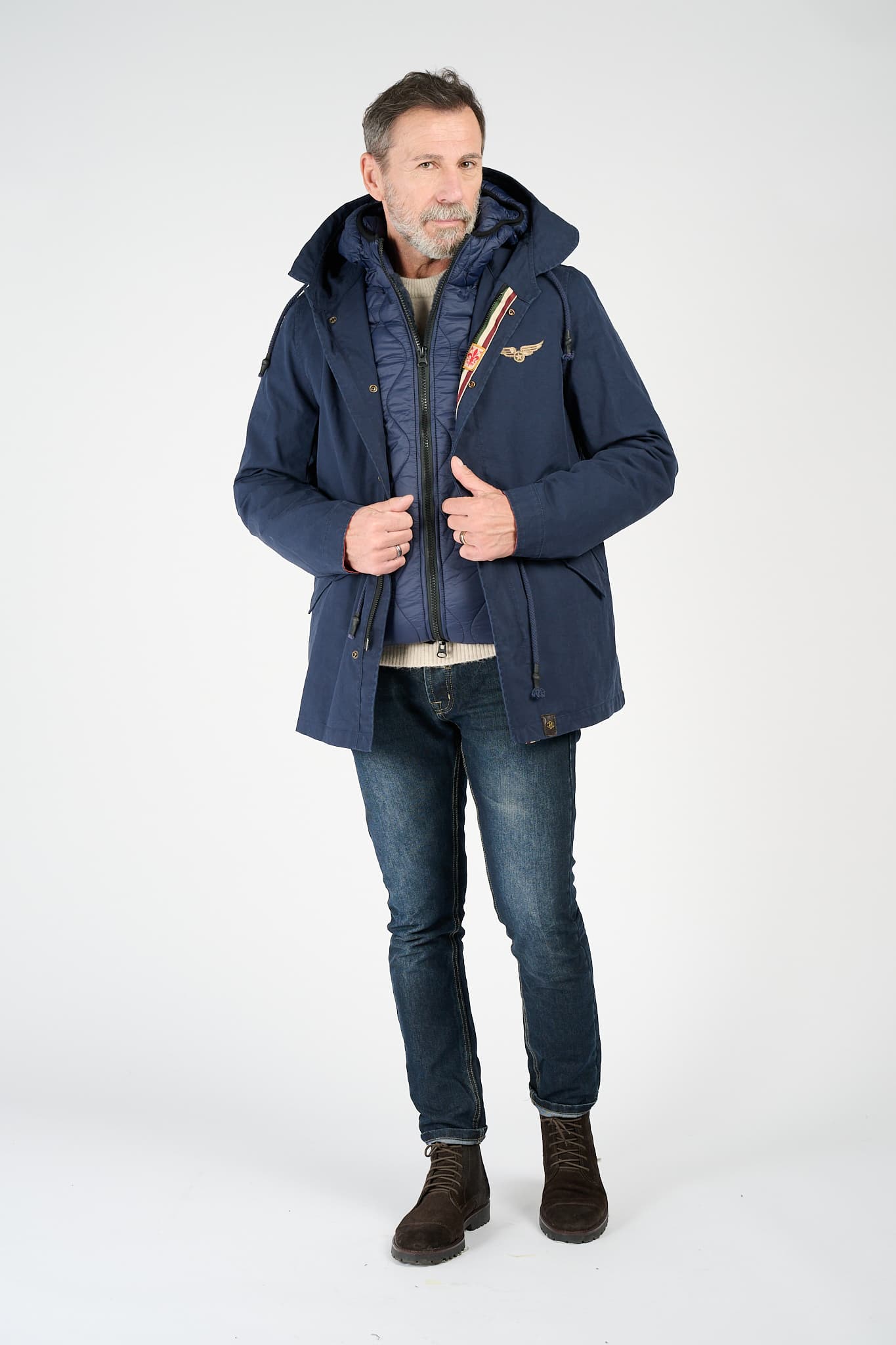 Men’s Long Blue Parka uomo Barone firenze - 2