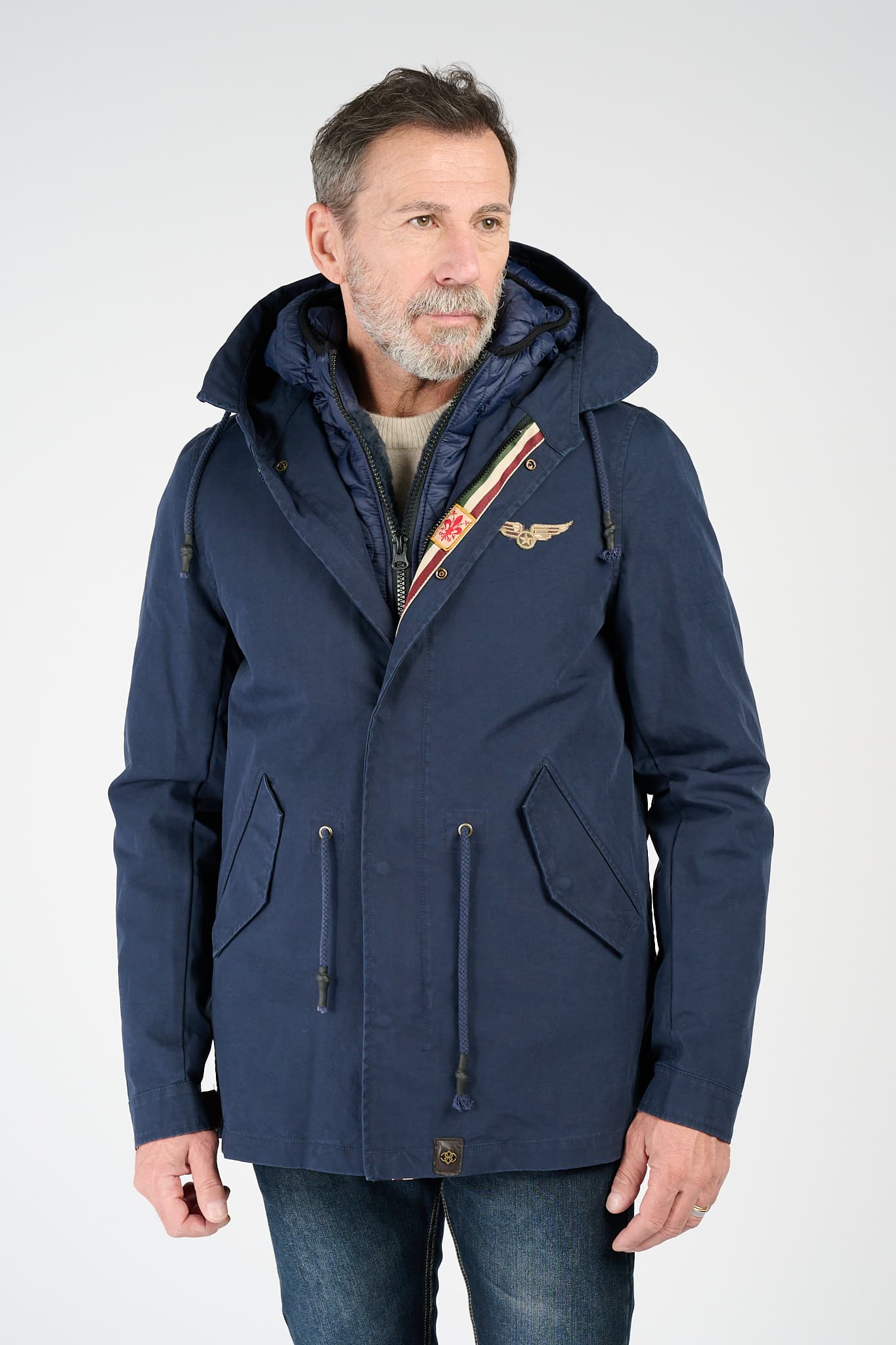 Men’s Long Blue Parka uomo Barone firenze - 1