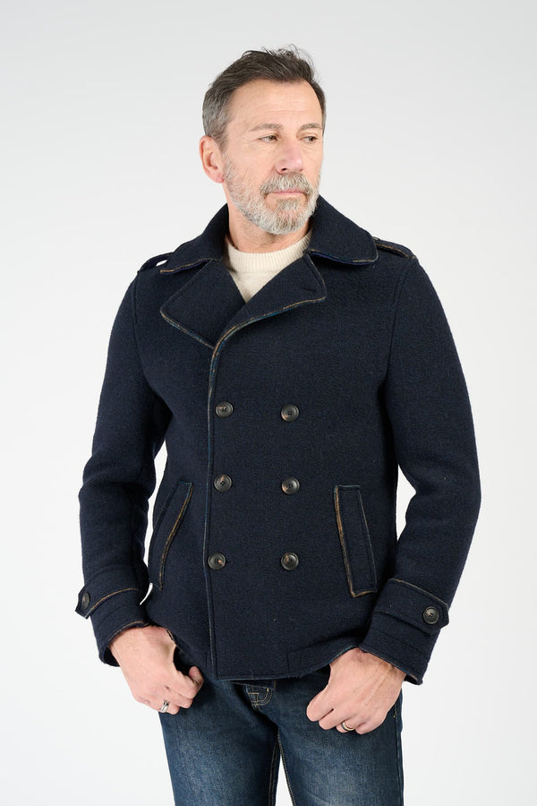 Men's Mixed Wool Double Breasted Coat uomo Barone firenze