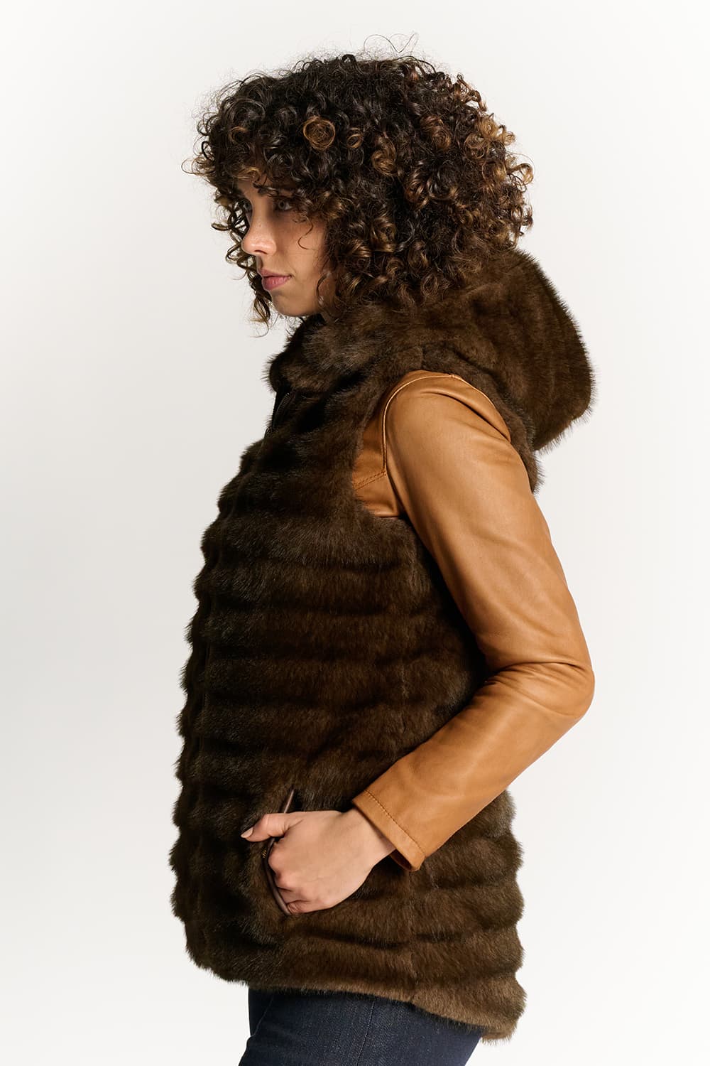 Cortina Dark Brown Vest woman Barone firenze - 5
