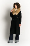 Black Coat with Fur Collar woman Barone firenze - 2