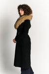 Black Coat with Fur Collar woman Barone firenze - 3