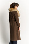 Chocolate Coat with Fur Collar woman Barone firenze - 4