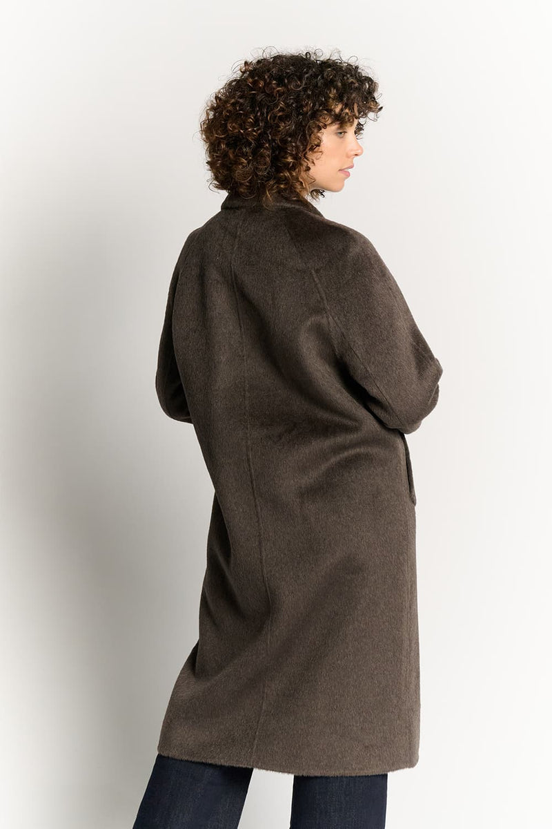 Taupe Double-Breasted Alpaca Coat woman Barone firenze - 4