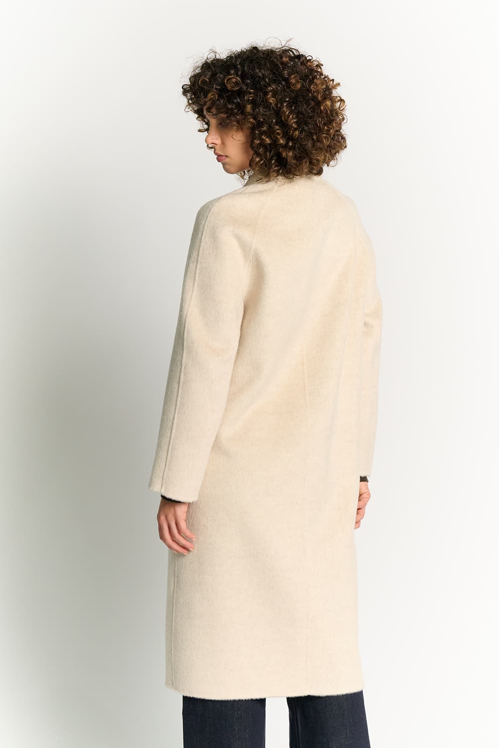 Beige Double-Breasted Alpaca Coat woman Barone firenze - 4