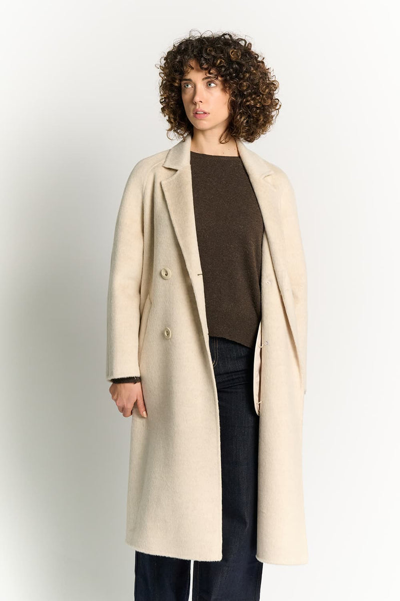 Beige Double-Breasted Alpaca Coat woman Barone firenze - 3