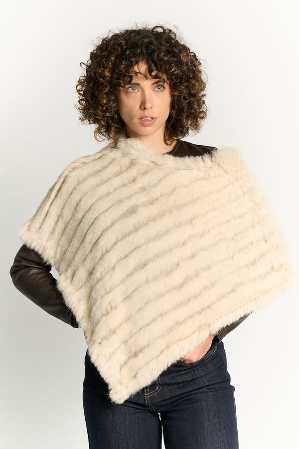 Cream Lapin Fur Cape woman Barone firenze