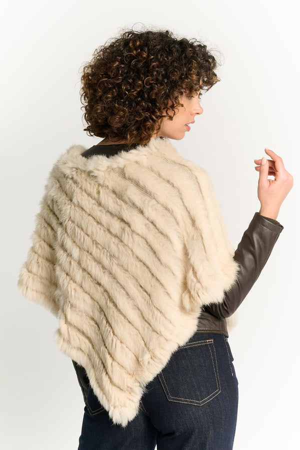 Cream Lapin Fur Cape woman Barone firenze