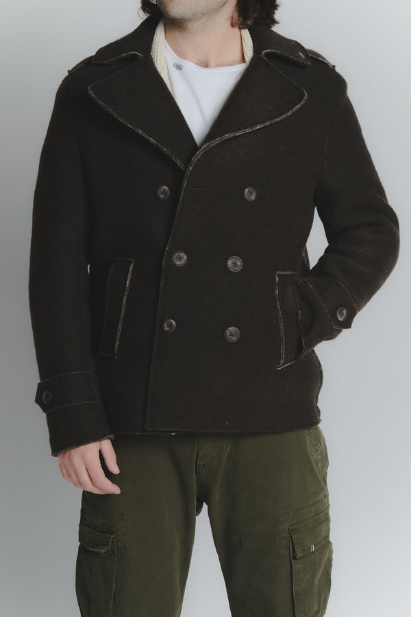 Men's Mixed Wool Double Breasted Coat man Barone firenze
