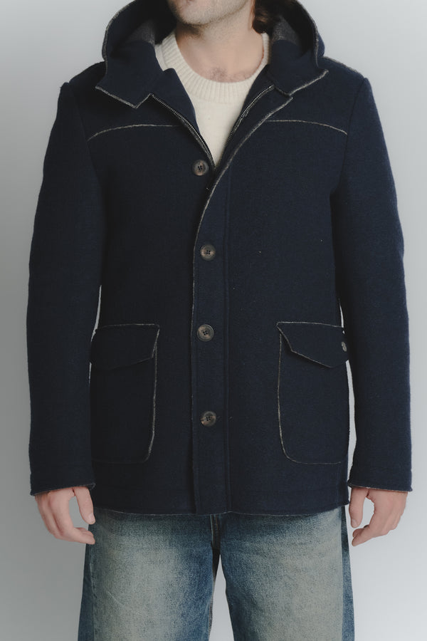 Cappotto Classico Uomo Lana con Cappuccio man Barone firenze