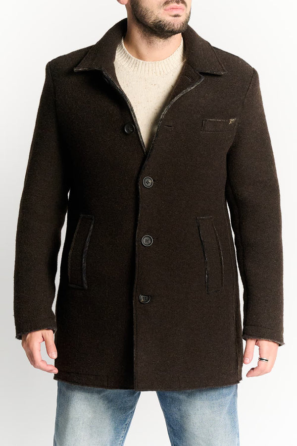 Men's Mixed Wool Double Breasted Coat uomo Barone firenze