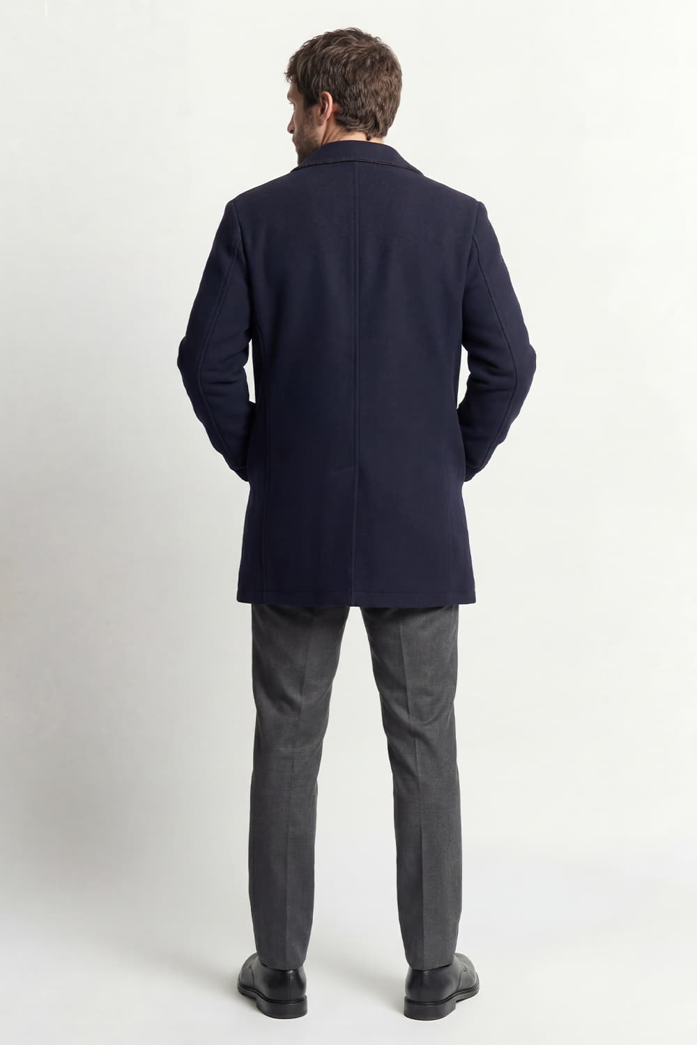 Men's Mixed Wool Double Breasted Coat man Barone firenze - 3