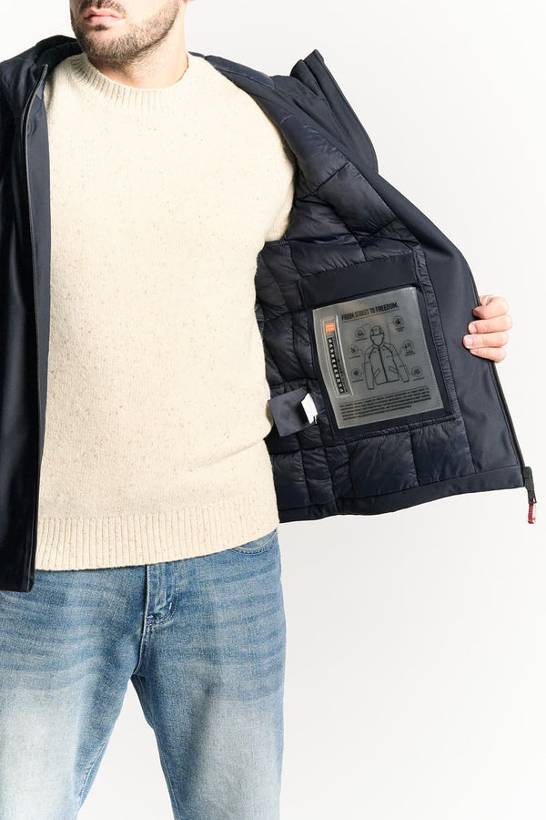 Men's Thermal Down Blue Jacket Short uomo Barone firenze