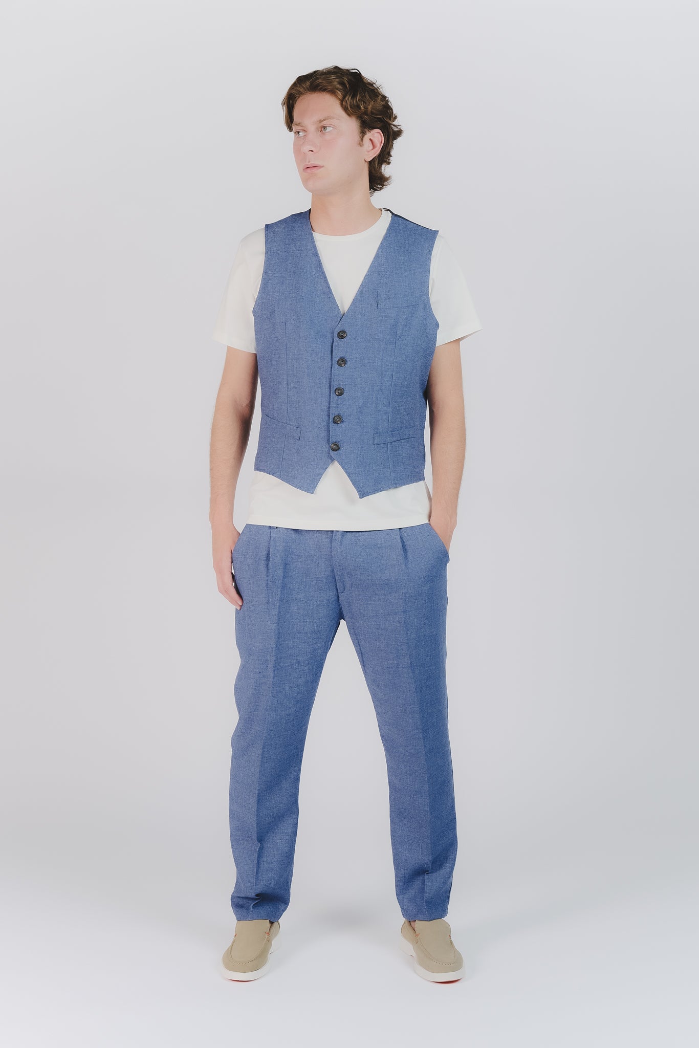 Gilet Uomo Melange Bluette man Barone firenze - 2
