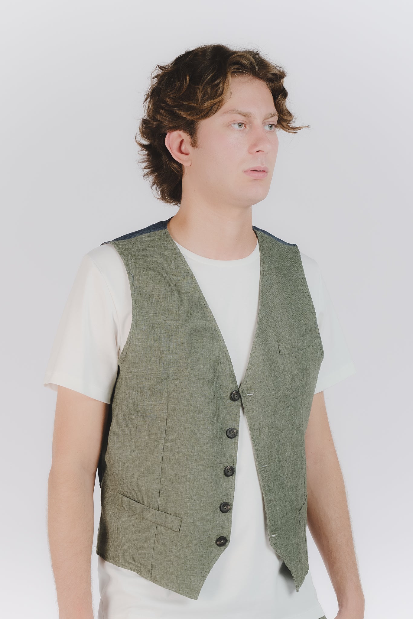 Gilet Uomo Melange Verde man Barone firenze - 2