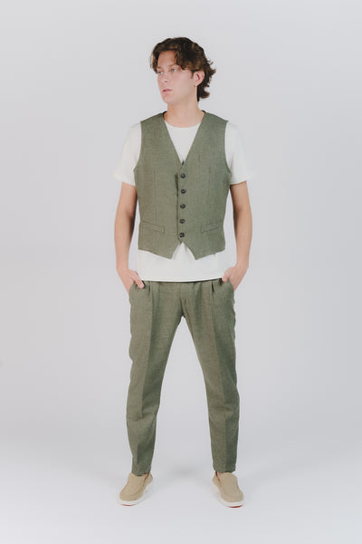 Green Melange Elegant Trousers