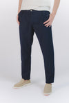 Pantaloni Lino con Bottone Blu man Barone firenze - 1