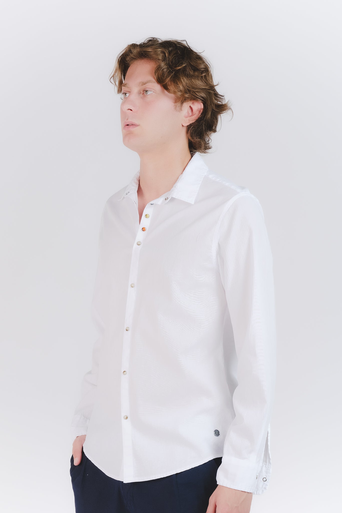 Camicia Classica Uomo Bottoni Gioiello man Barone firenze - 1