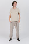 Pantaloni Misto Cotone e Lino a Righe Beige man Barone firenze - 2