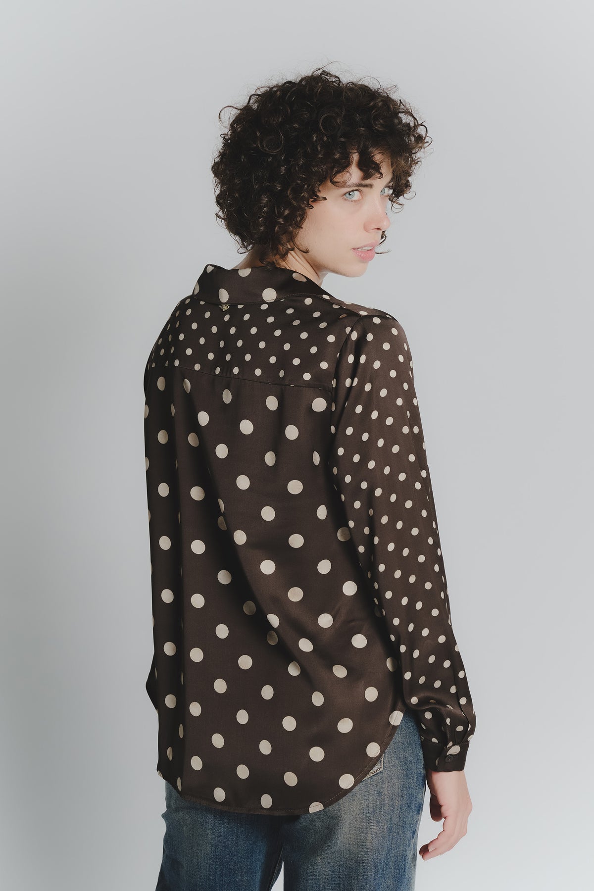 Camicia a Pois Testa di Moro Beige Donna woman Barone firenze - 3