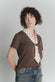 T-shirt Cioccolato con Foulard a Pois Bianco woman Barone firenze - 1