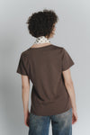 T-shirt Cioccolato con Foulard a Pois Bianco woman Barone firenze - 4