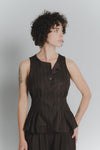 Gilet Gessato Cioccolato con Paillettes woman Barone firenze - 3