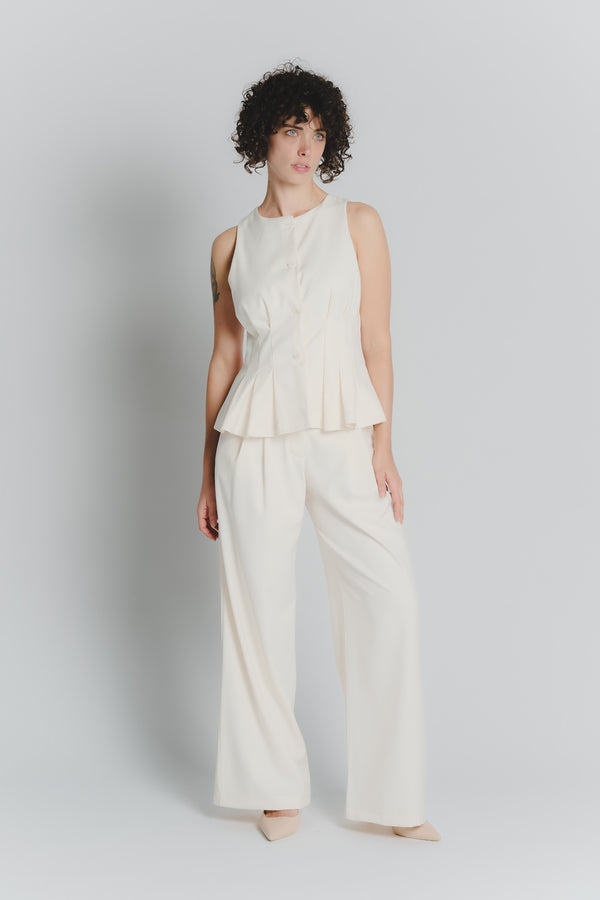 Gilet con Pieghe Panna Donna woman Barone firenze