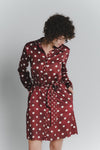 Abito Chemisier Corto a Pois Rosso Fiorentino Avorio Donna woman Barone firenze - 1