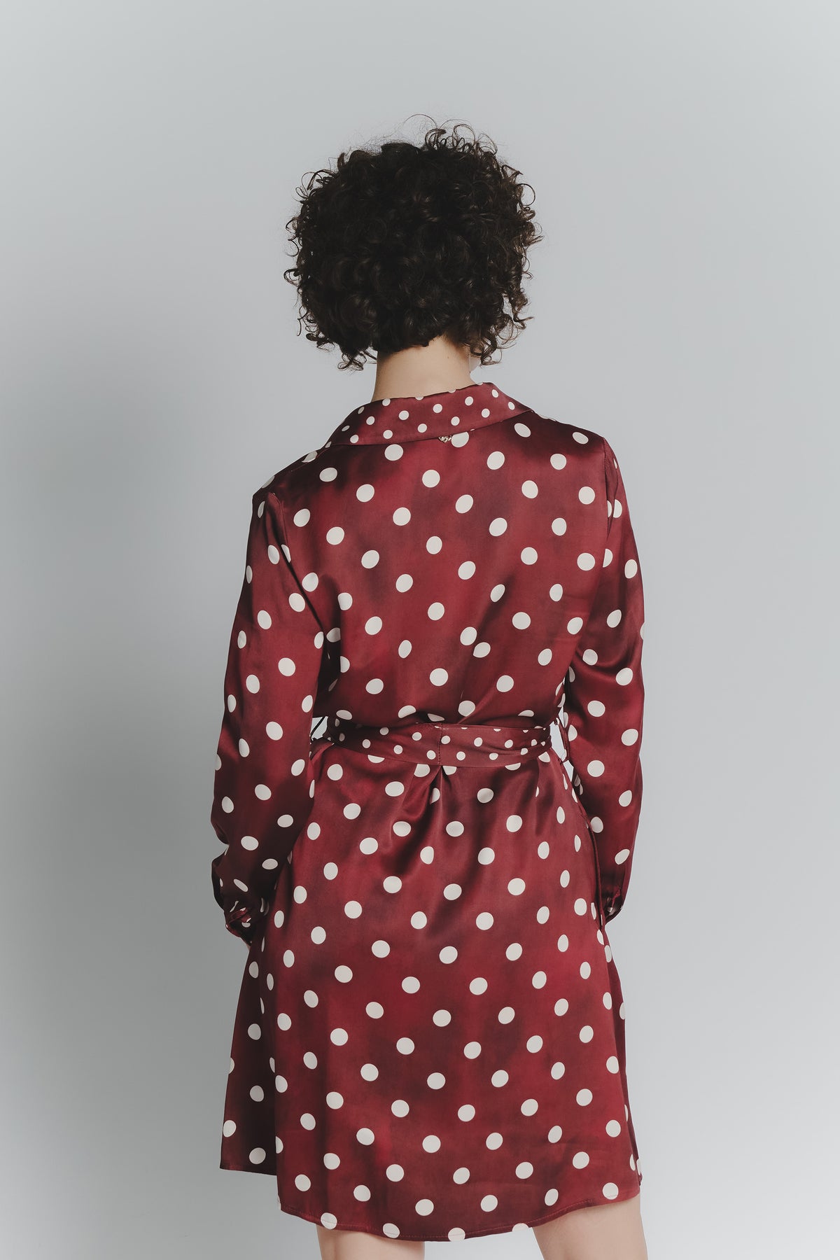 Abito Chemisier Corto a Pois Rosso Fiorentino Avorio Donna woman Barone firenze - 3