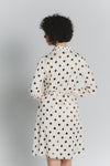 Abito Chemisier Corto a Pois Avorio Testa di Moro Donna woman Barone firenze - 3