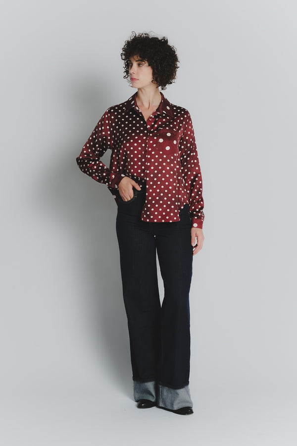 Camicia a Pois Rosso Fiorentino Avorio Donna woman Barone firenze