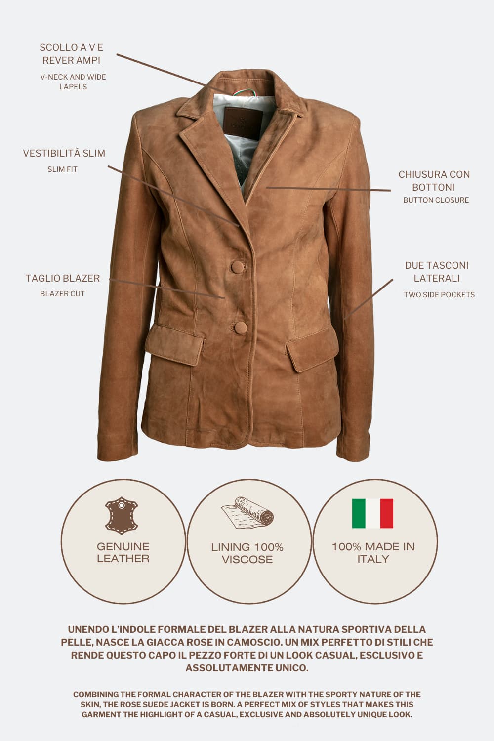 Rose Suede Blazer donna Barone firenze - 7