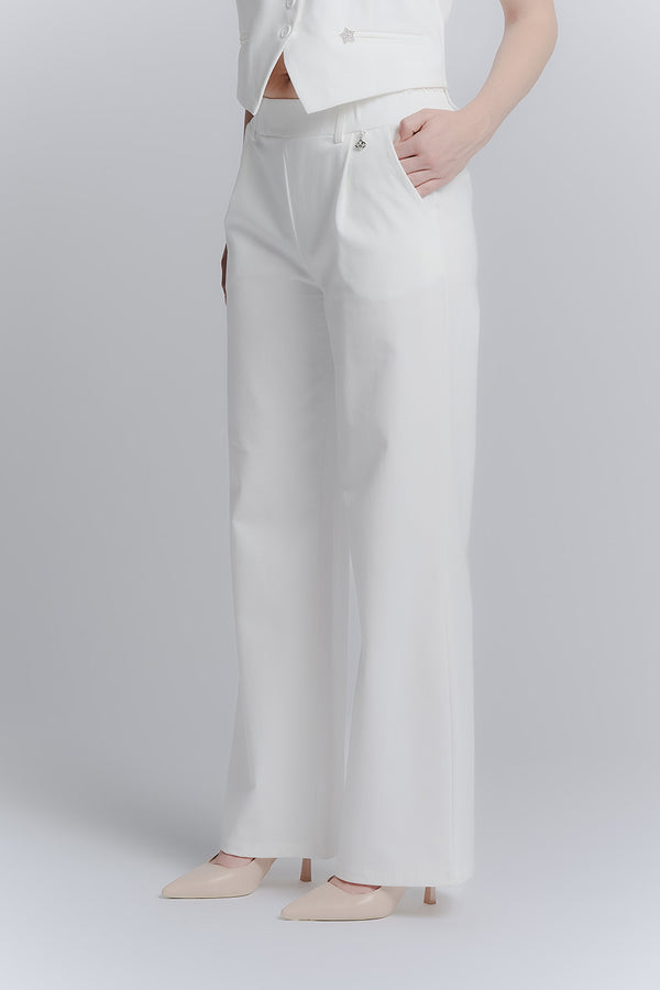 Pantalone Palazzo Shine Bianco woman Barone firenze