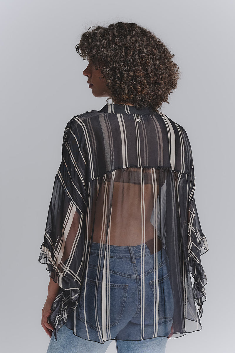 Patterned blouse with wide sleeves  Barone firenze - 2