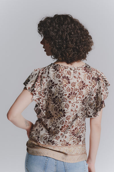 Mochaccino Ruffle Sleeve Blouse