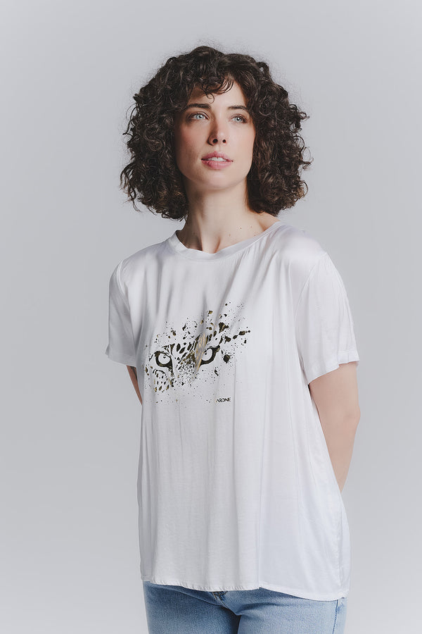 T-shirt donna Leopardo Bianco woman Barone firenze