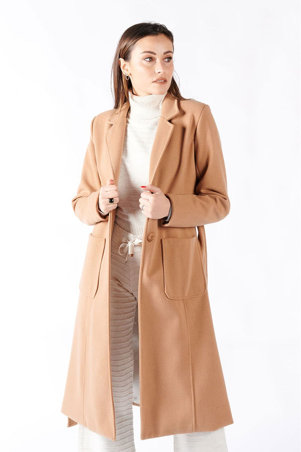 Camel Long Coat With Belt donna Barone firenze