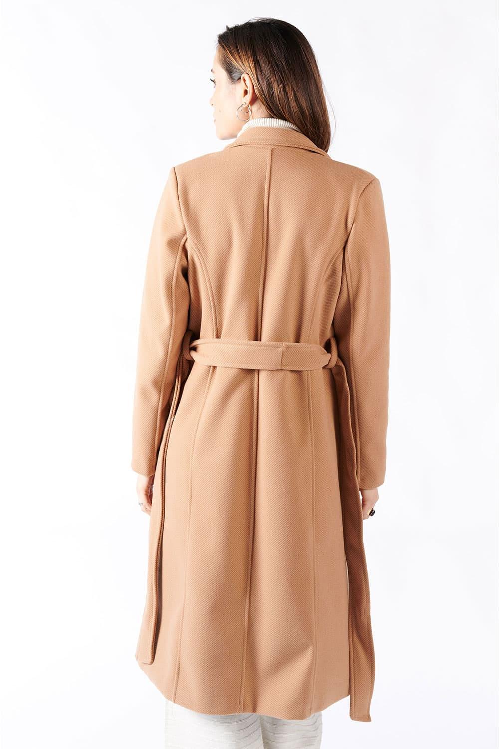 Camel Long Coat With Belt woman Barone firenze - 5