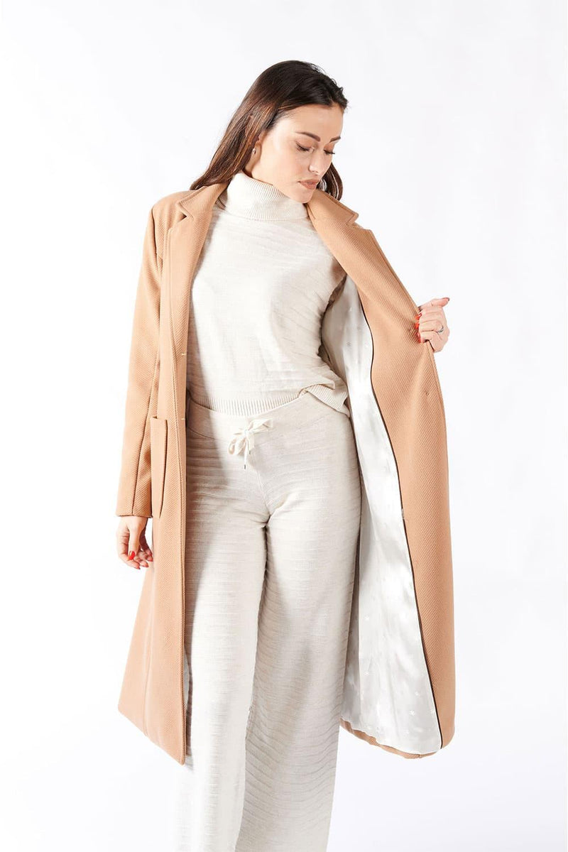 Camel Long Coat With Belt woman Barone firenze - 3