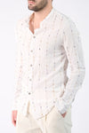 Korean Collar Shirt in Textured Cotton  Barone firenze - 1